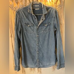 All Saints // Blue denim button-up shirt